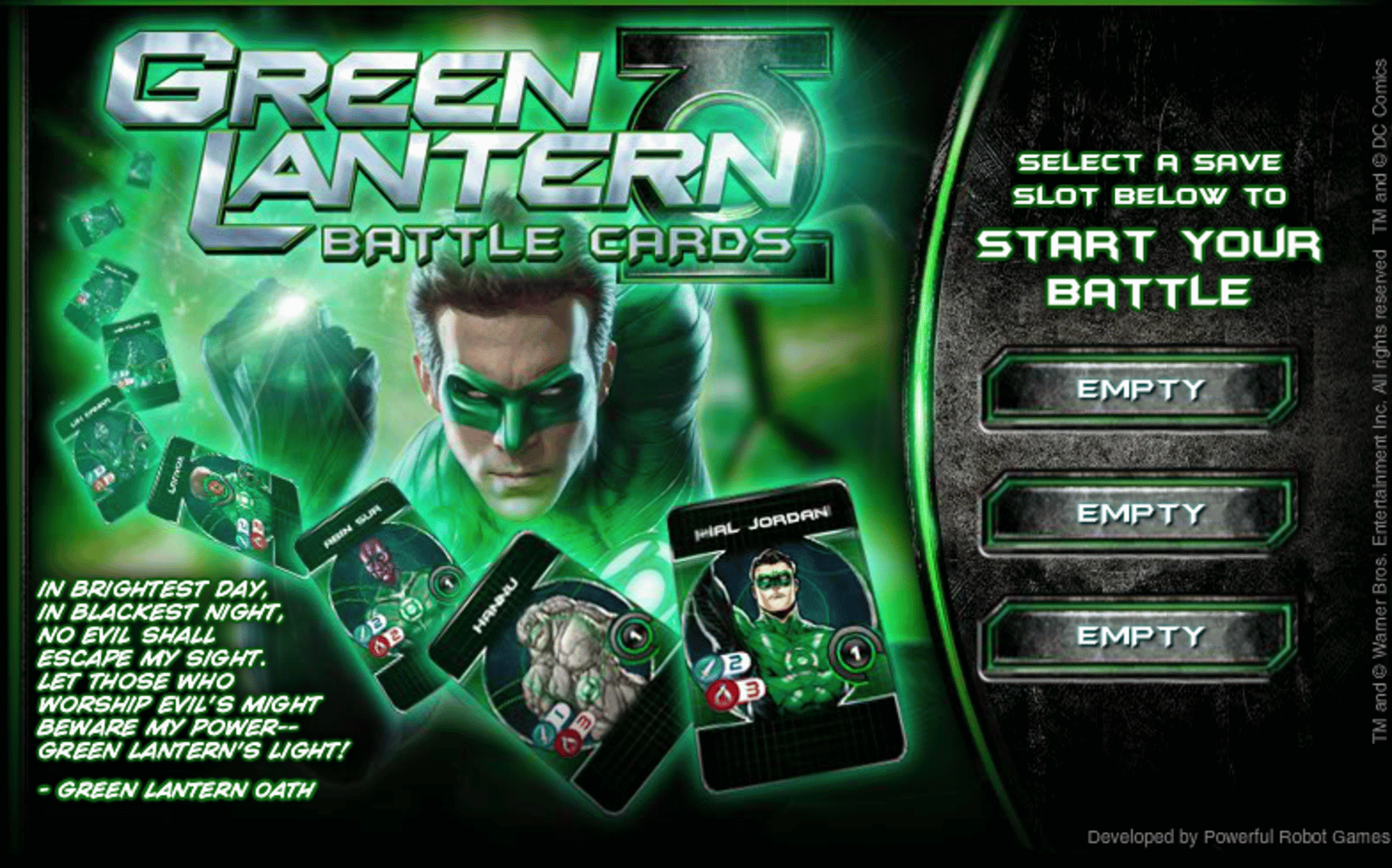 Green Lantern Battle Cards Cover