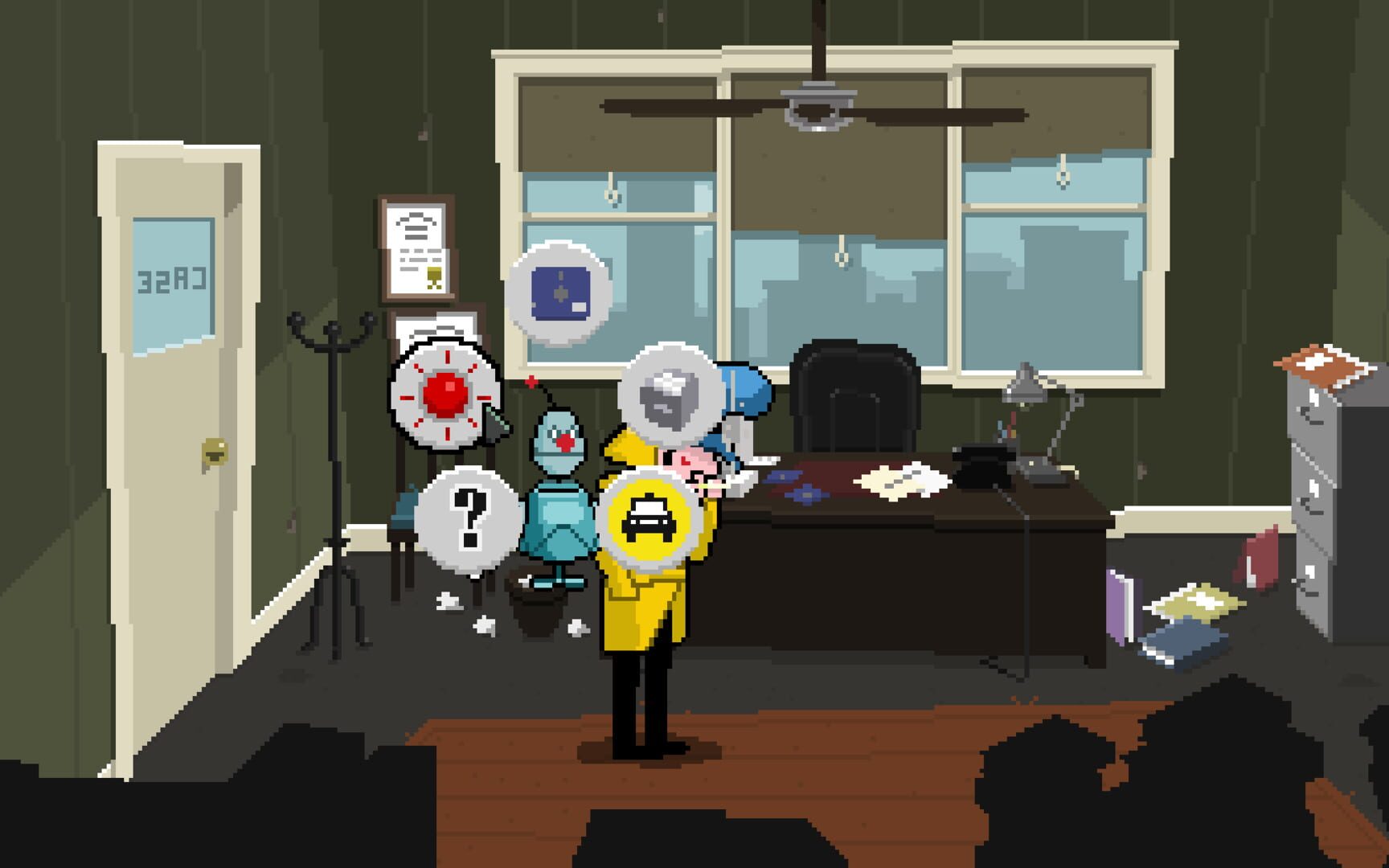 Detective Case and Clown Bot in: Murder in the Hotel Lisbon screenshot
