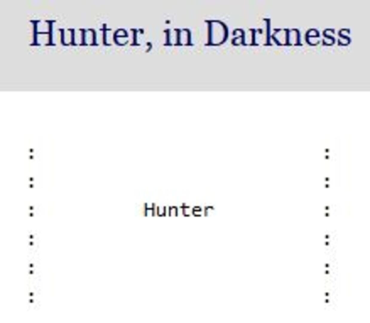 Hunter, in Darkness cover art