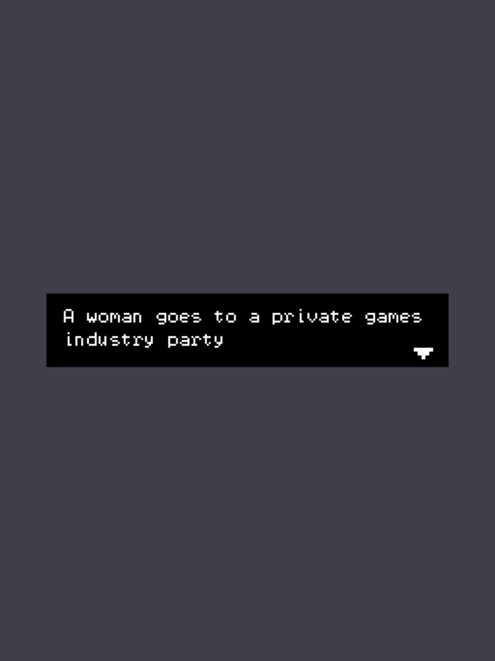 A woman goes to a private games industry party