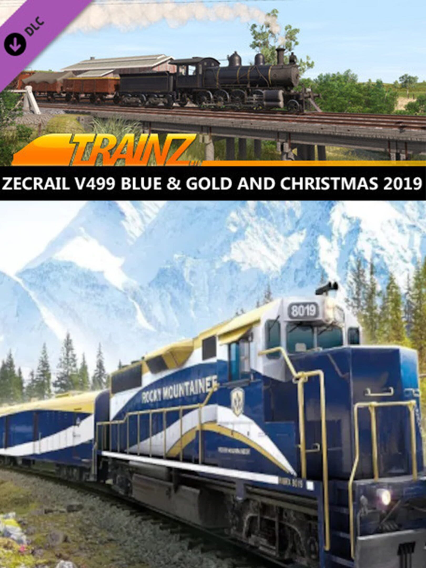 Trainz Railroad Simulator 2019: ZecRail V499 Blue & Gold and Christmas 2019 cover
