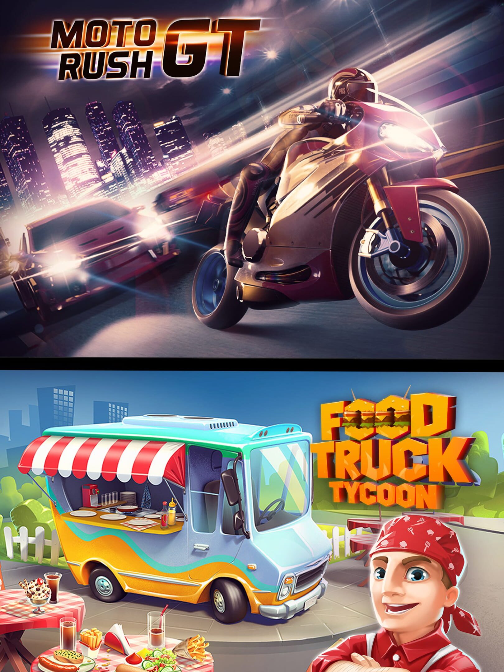 Moto Rush GT + Food Truck Tycoon cover