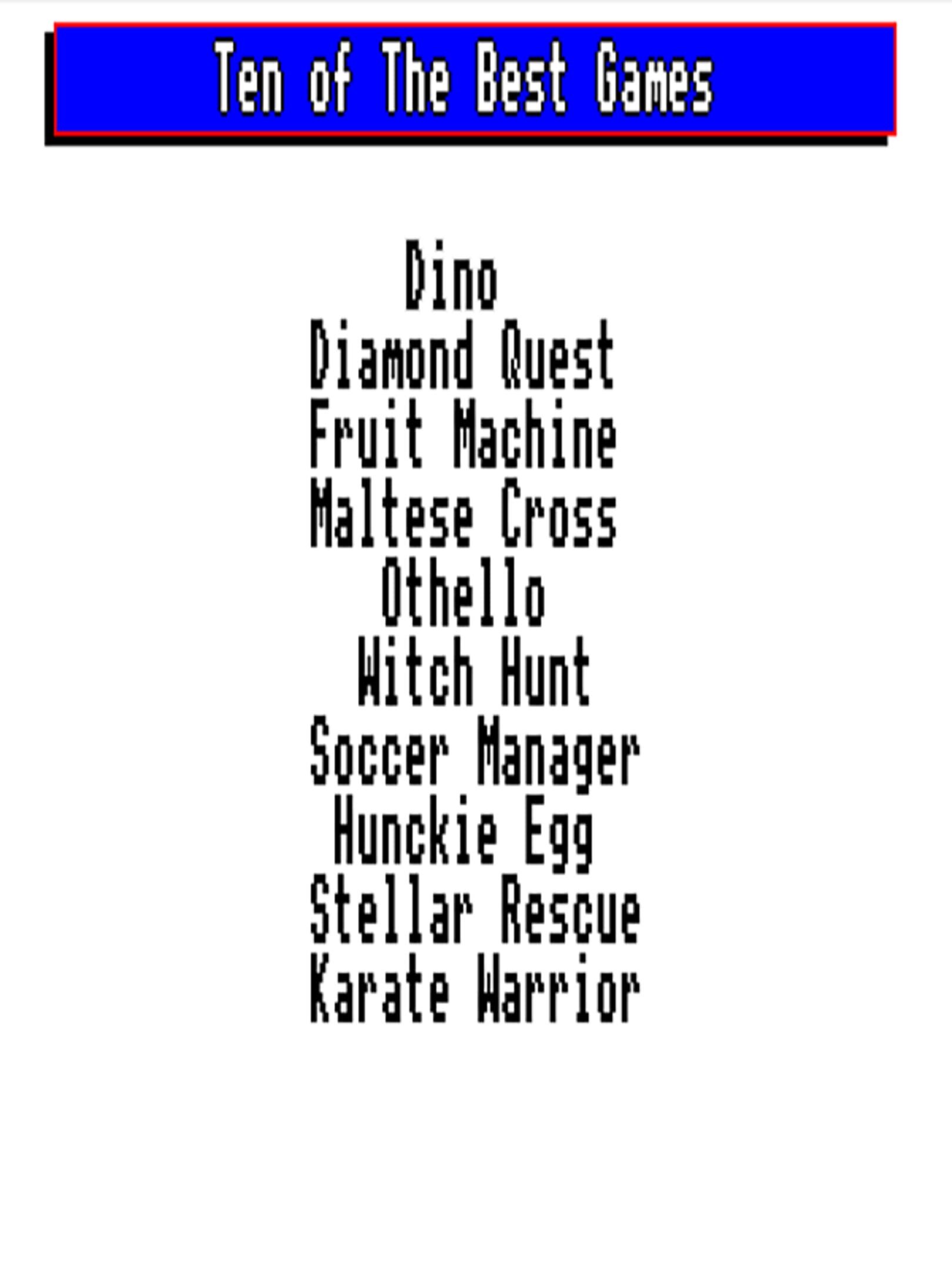 Ten of the Best Games cover