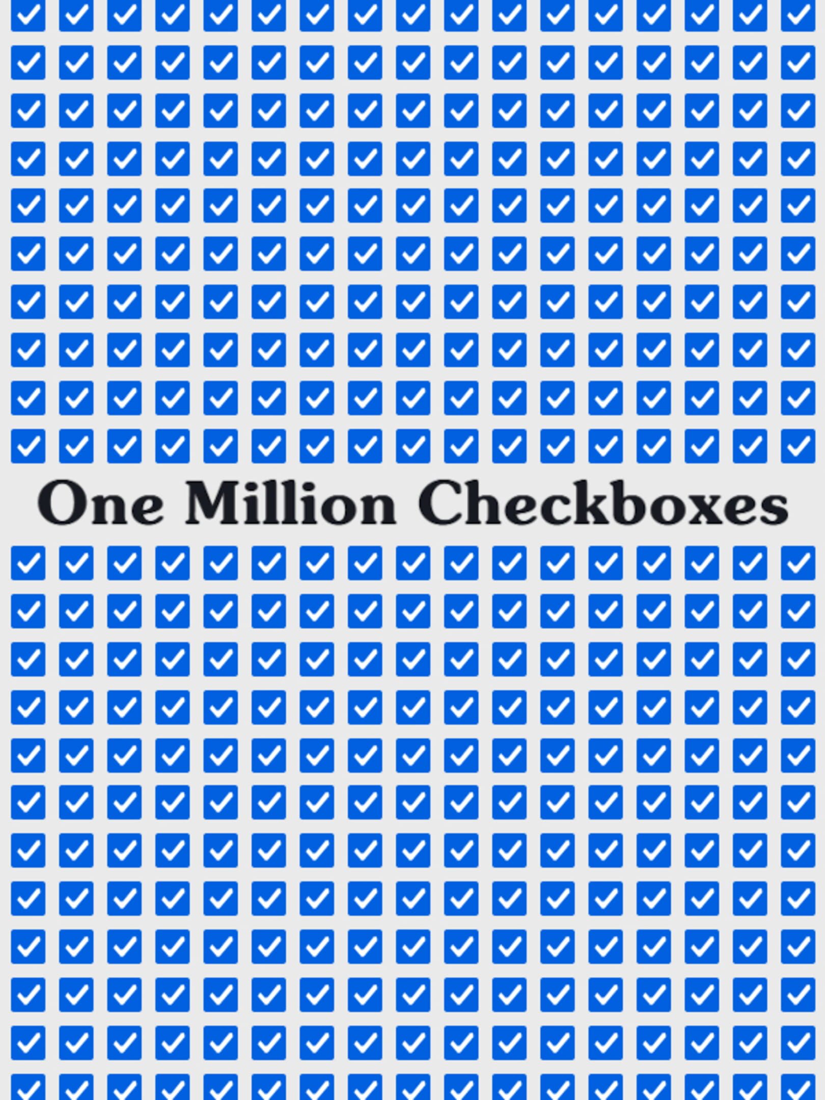 One Million Checkboxes cover