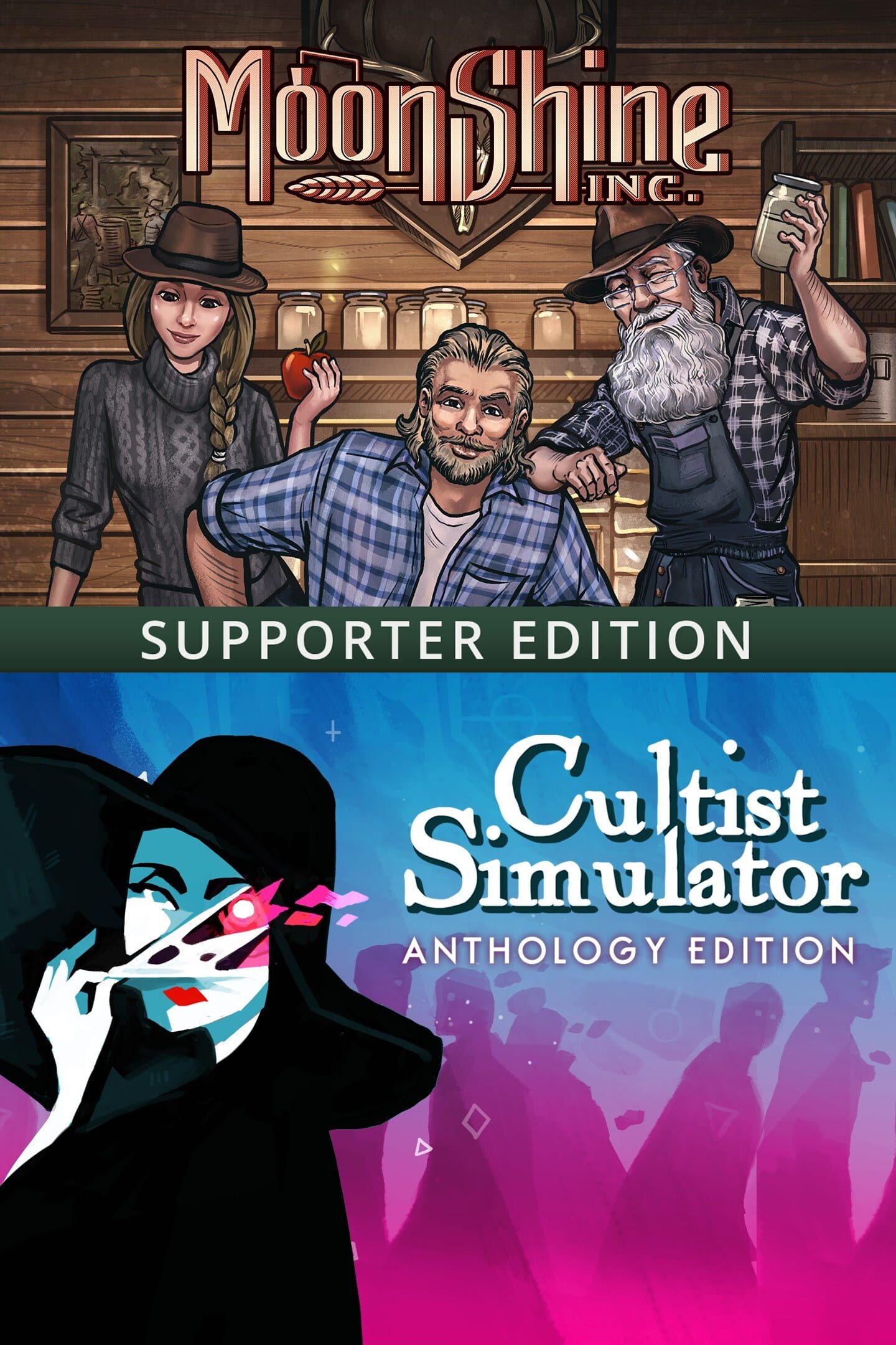 Elixirs and Enigmas Bundle: Moonshine Inc. Supporter Edition + Cultist Simulator: Anthology cover