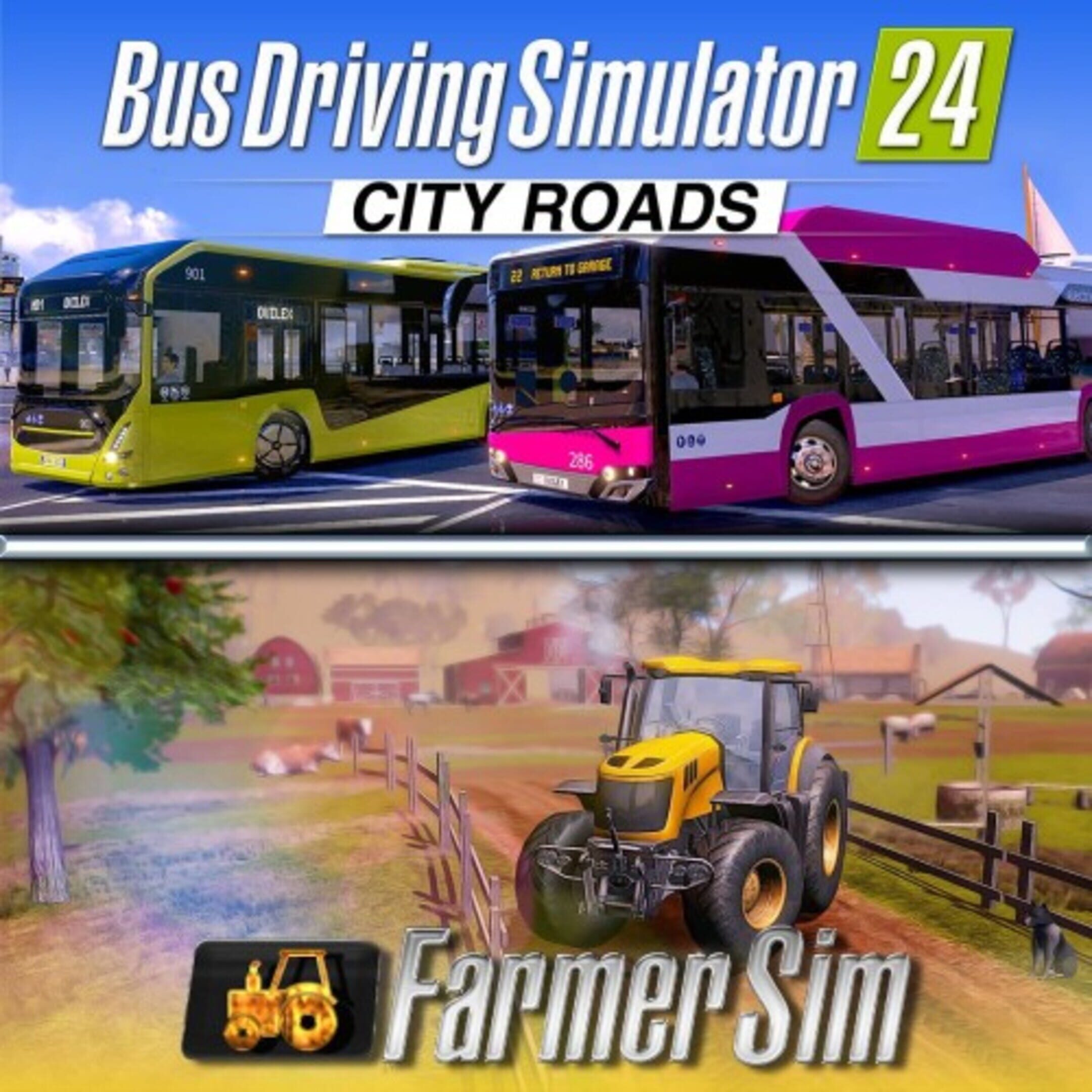 Bus Driving Simulator 24 City Roads & Farmer Simulator Bundle cover
