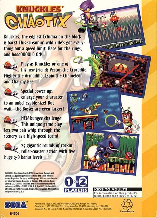 Sonic The Hedgehog - Knuckles' Chaotix was released 21 years ago