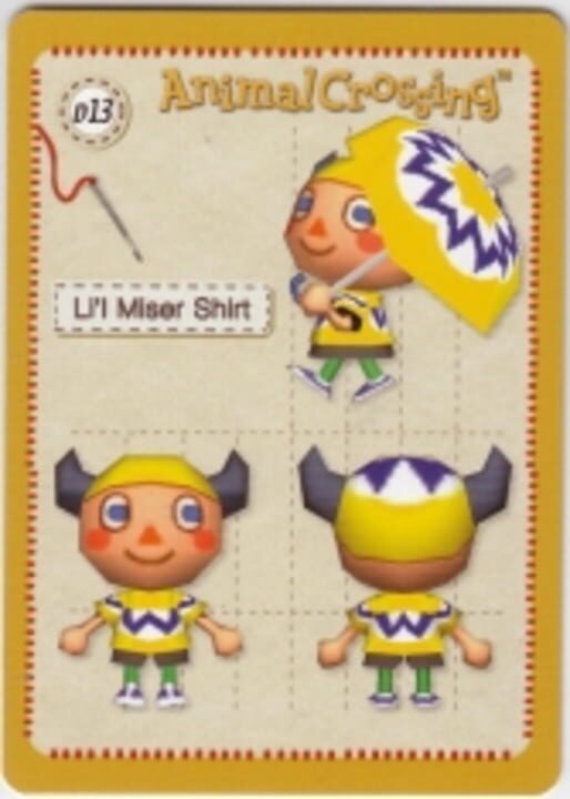 Animal Crossing-e: D13 - Design Card: Li'l Miser Shirt cover art