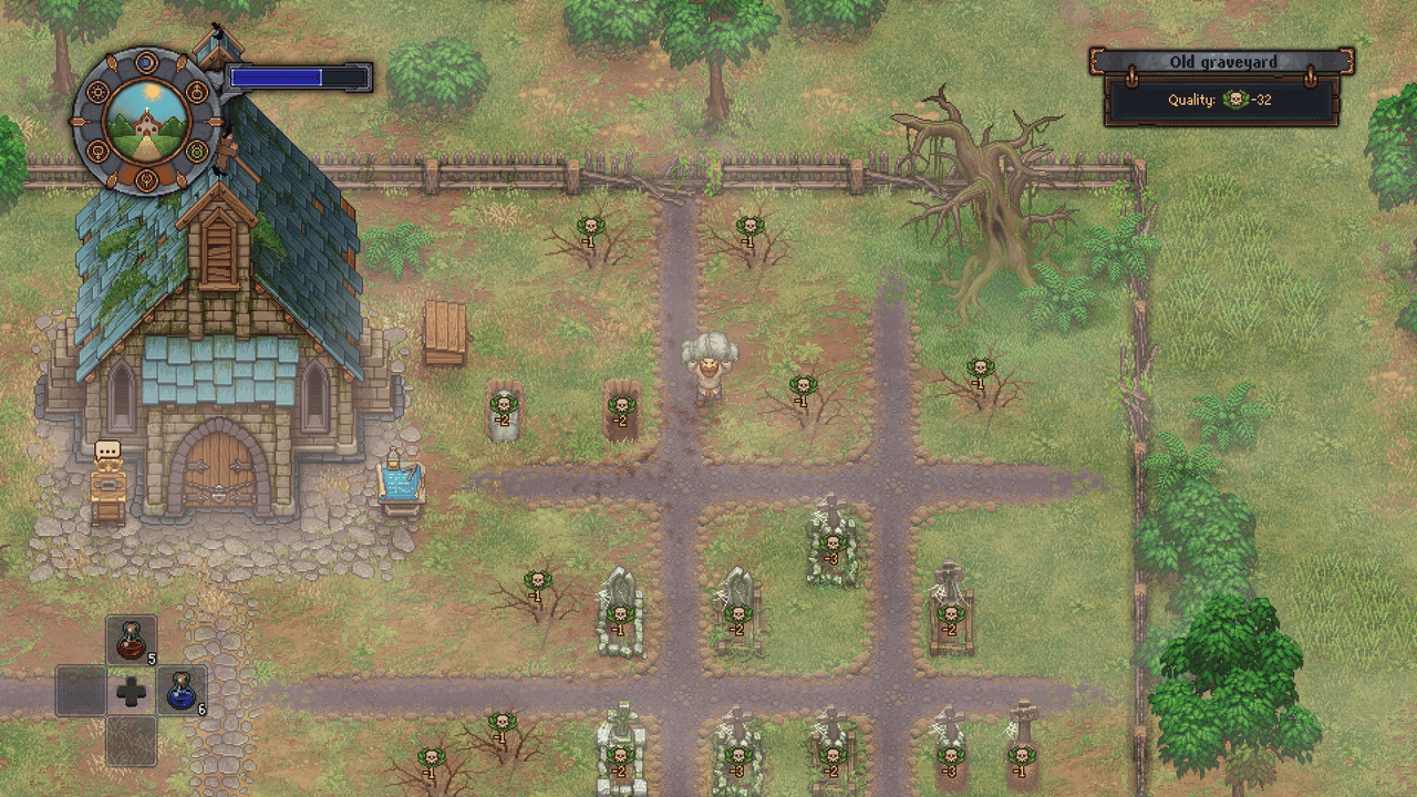 Graveyard and world overview in Graveyard Keeper