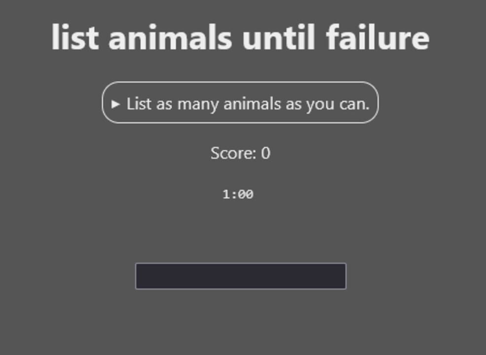 List Animals Until Failure screenshot