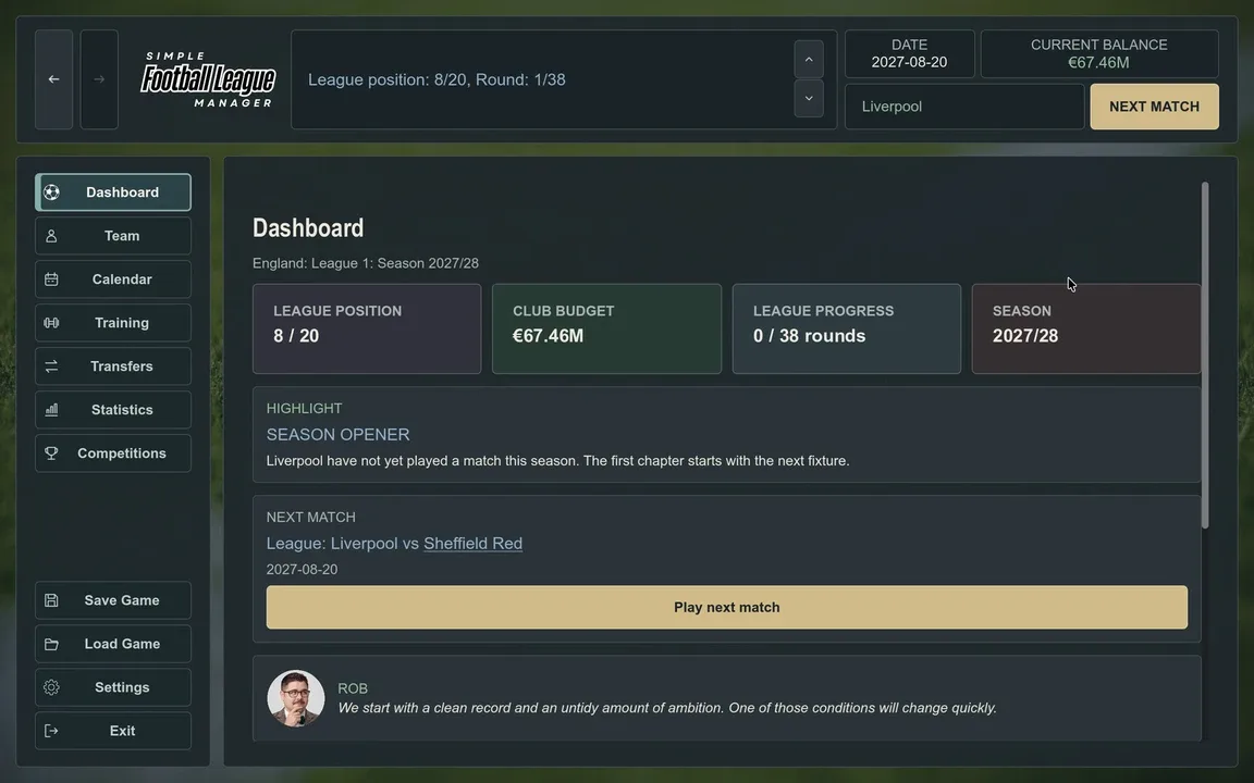 Simple Football League Manager screenshot 1