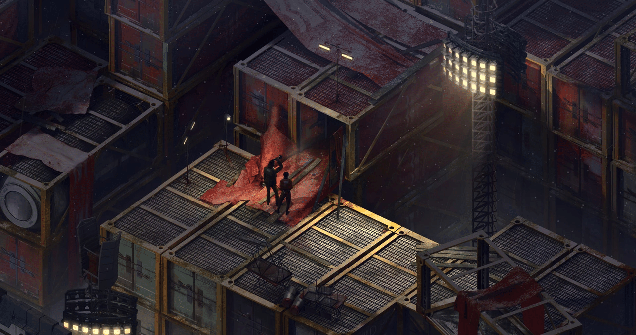 لقطة لعب تُظهر منظور اللعبة المتساوي القياس في Disco Elysium
