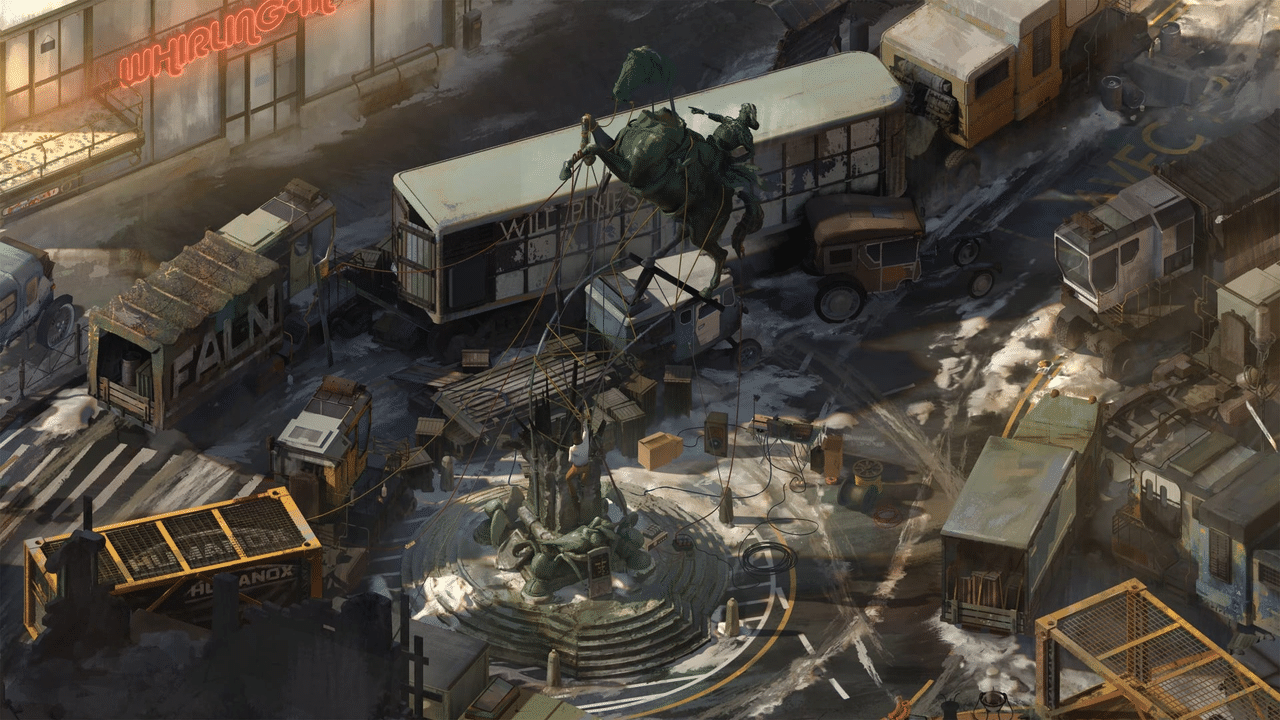 لقطة من مدينة Revachol في Disco Elysium