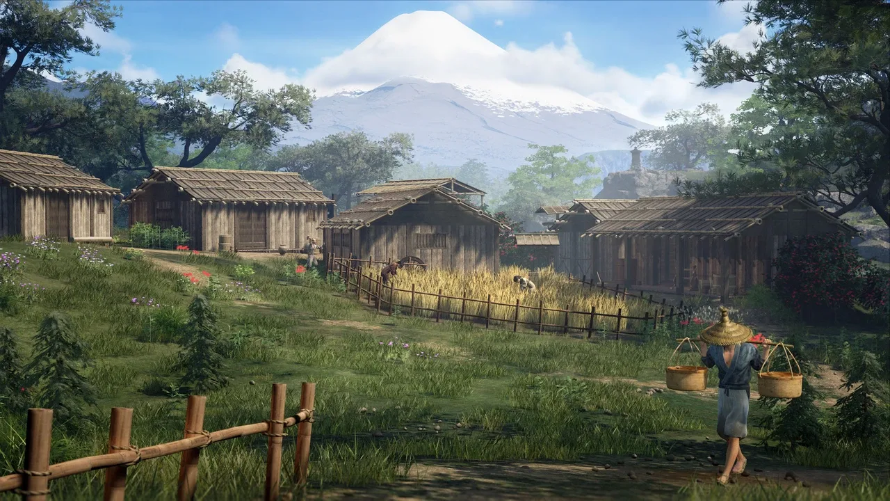 Pohled na budování vesnice ve hře Sengoku Dynasty