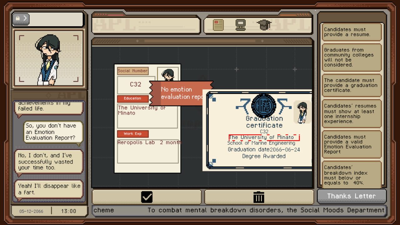 Thank You For Your Application screenshot