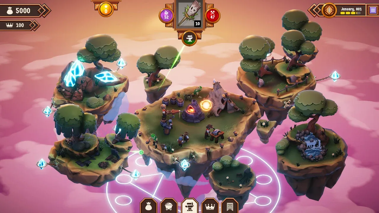 Pokročilá automatizace výroby v Magic Forge Tycoon