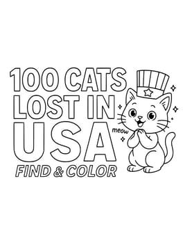 100 Cats Lost in Usa Find & Color artwork 4