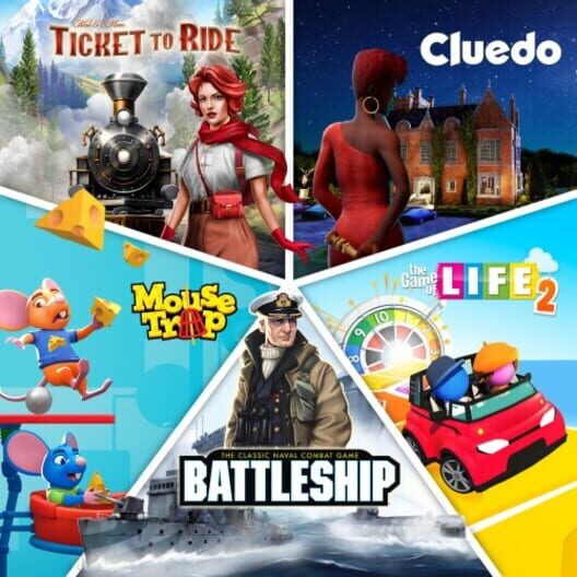 Classic Board Game Bundle: Ticket to Ride, Cluedo, Mouse Trap, Battleship and The Game of Life 2