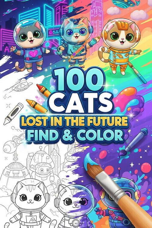 Steam cover for 100 Cats Lost in the Future Find & Color.