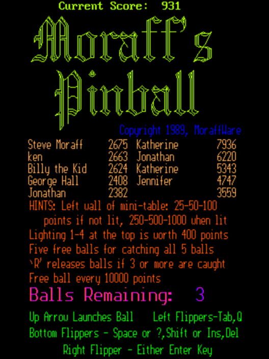 Moraff's Pinball Cover