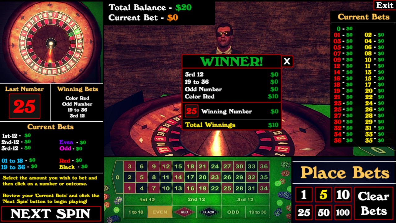 Roulette simulator with track