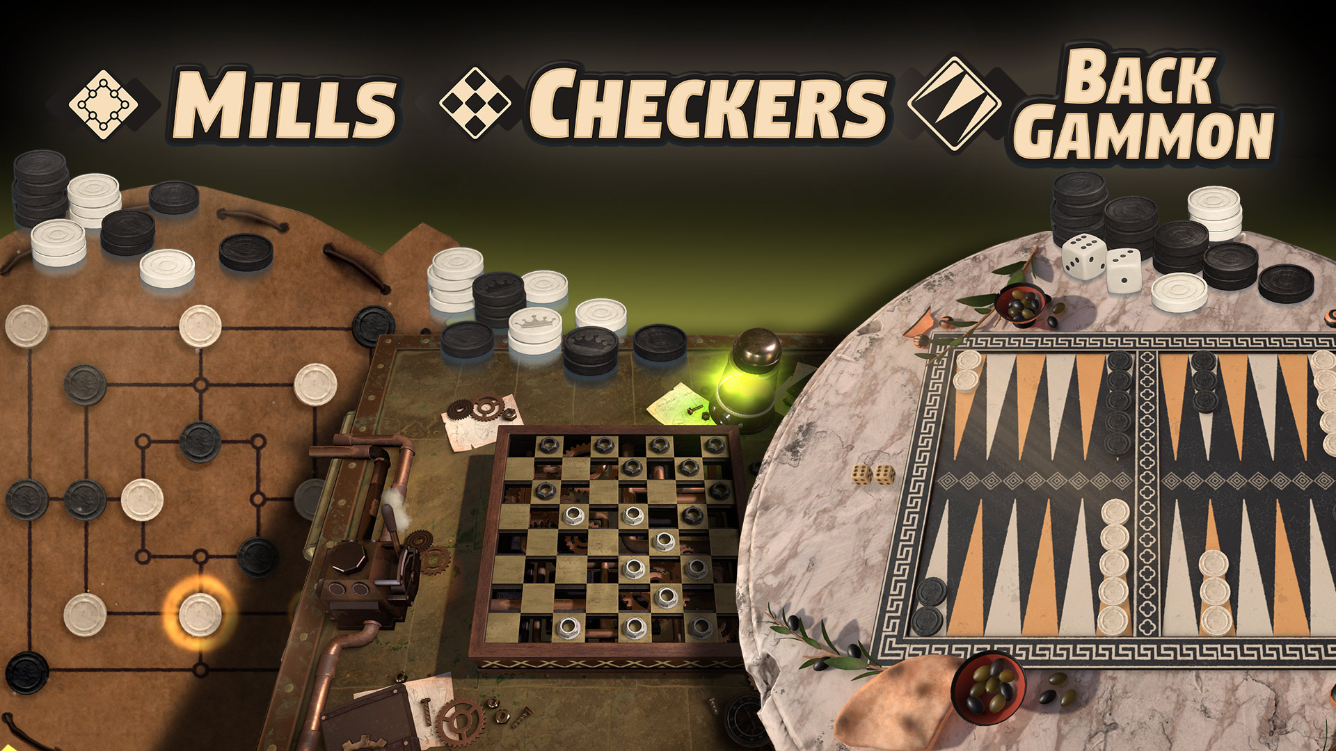 Game cover: 3in1 Game Collection: Backgammon + Checkers + Mills