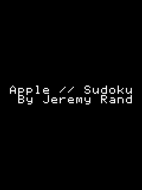 Game cover: Apple II Sudoku
