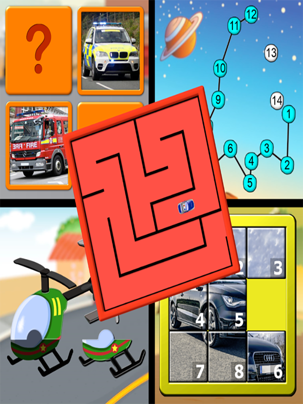 Game cover: Kids Cars and Trucks Logic Memory Puzzles