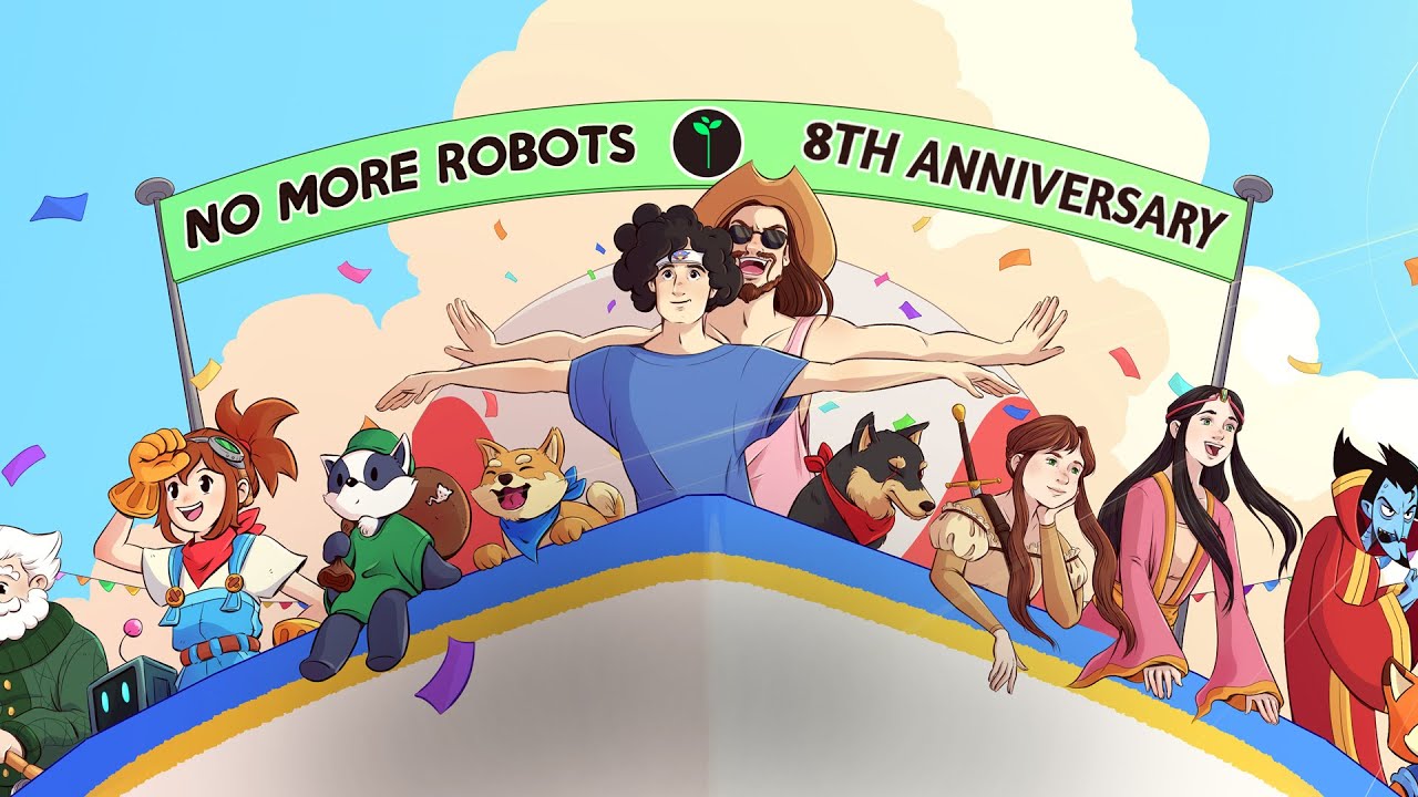 No More Robots 8th Anniversary Showcase 标志