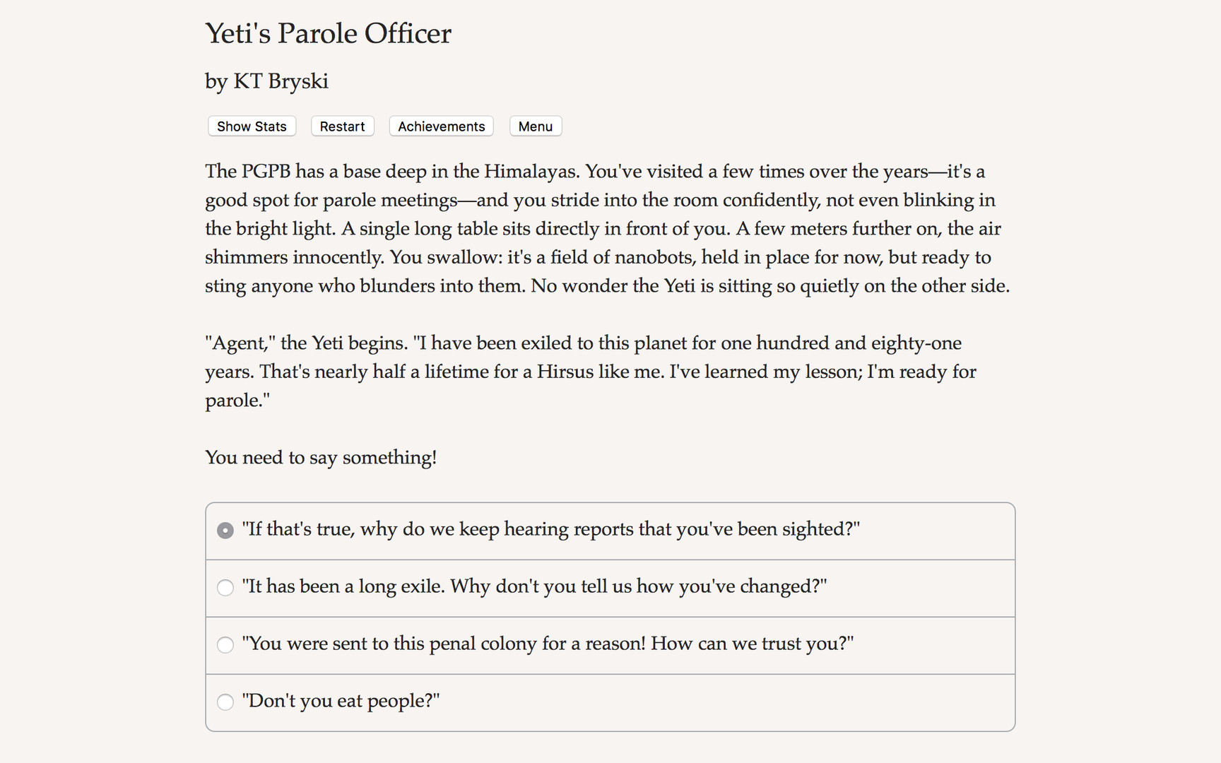 Yeti's Parole Officer - Screenshot 1