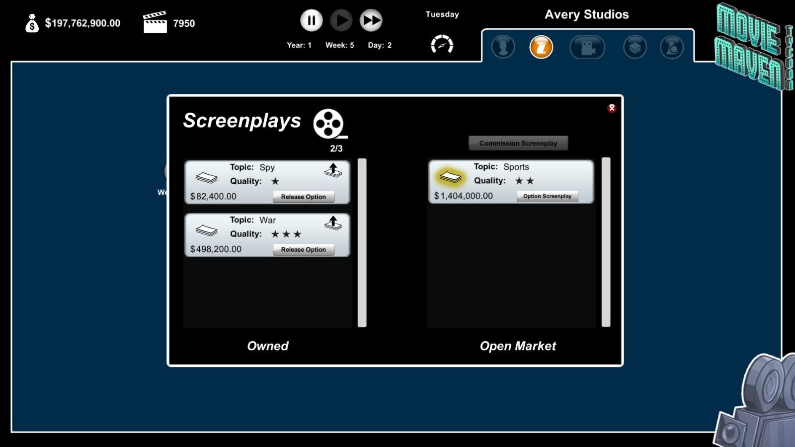 Movie Maven: A Tycoon Game - Screenshot 9
