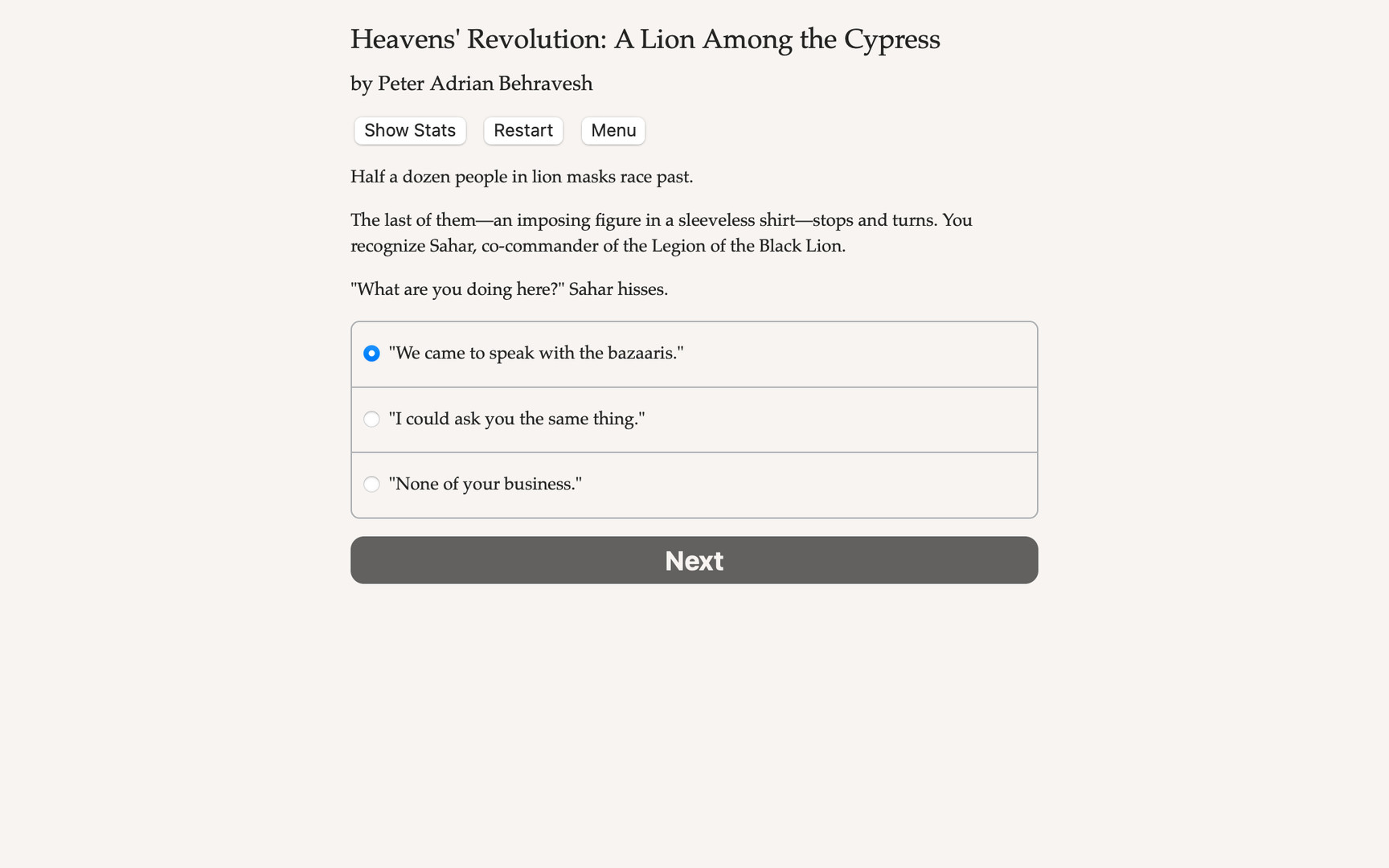 Heavens' Revolution: A Lion Among the Cypress - Screenshot 1