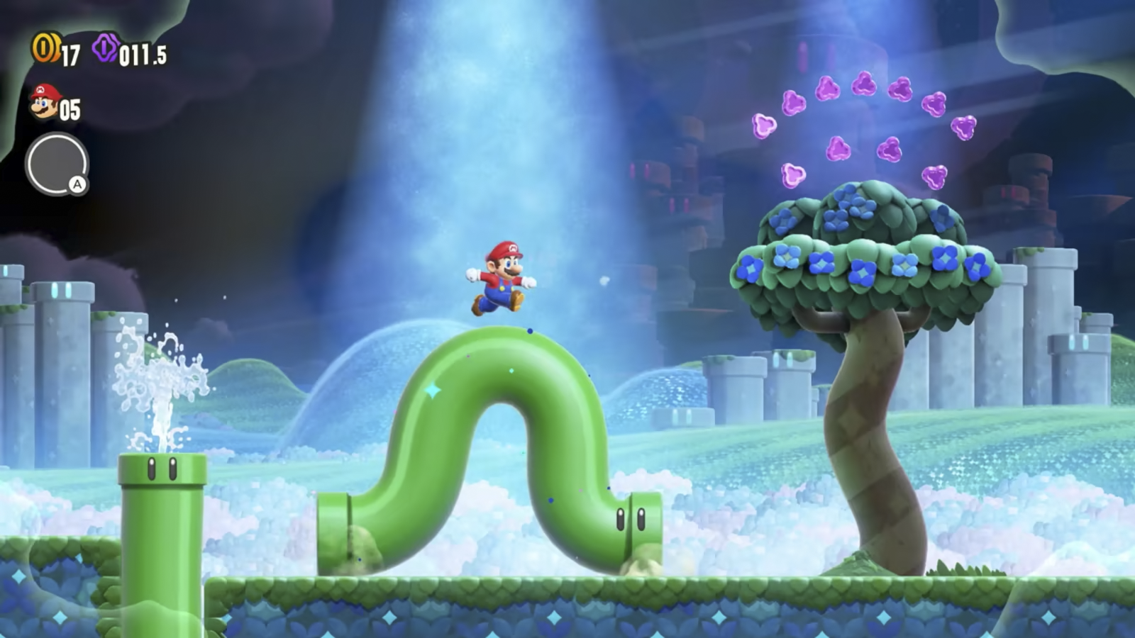 Mario on a Pipe broughtto life by a Wonder Flower.