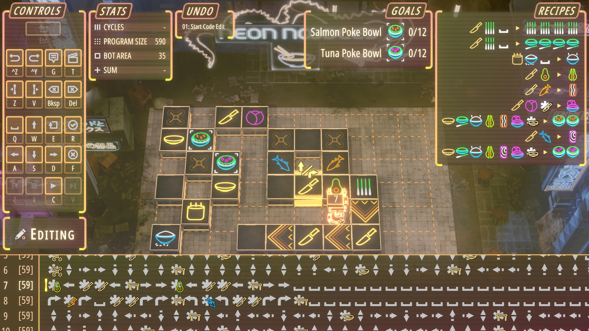 Neon Noodles: Cyberpunk Kitchen Automation - Screenshot 1