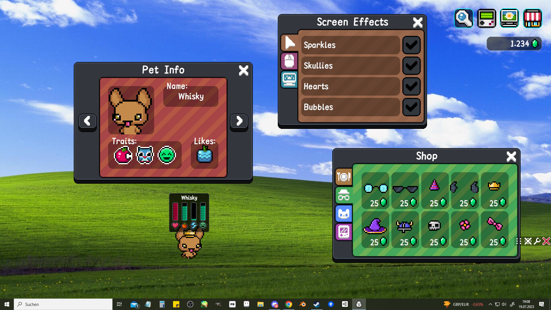 How would you display pets in a simulator inventory? - Game Design