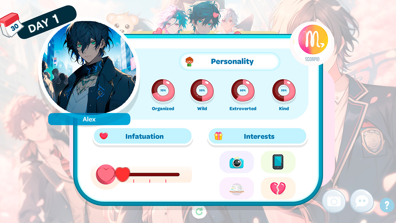 Love Anime Boys Club: Language and Date Zodiac Signs - Screenshot 1