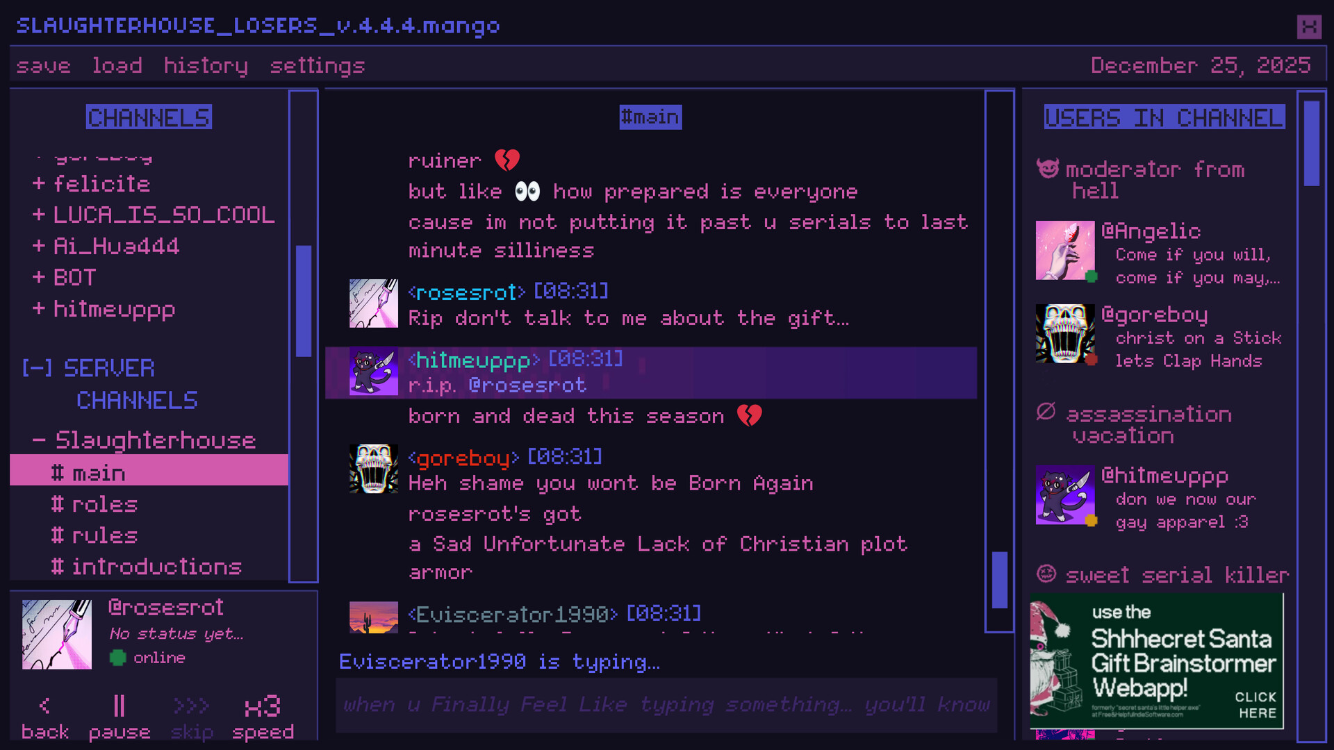 A Killer Chat! Christmas - Screenshot 1