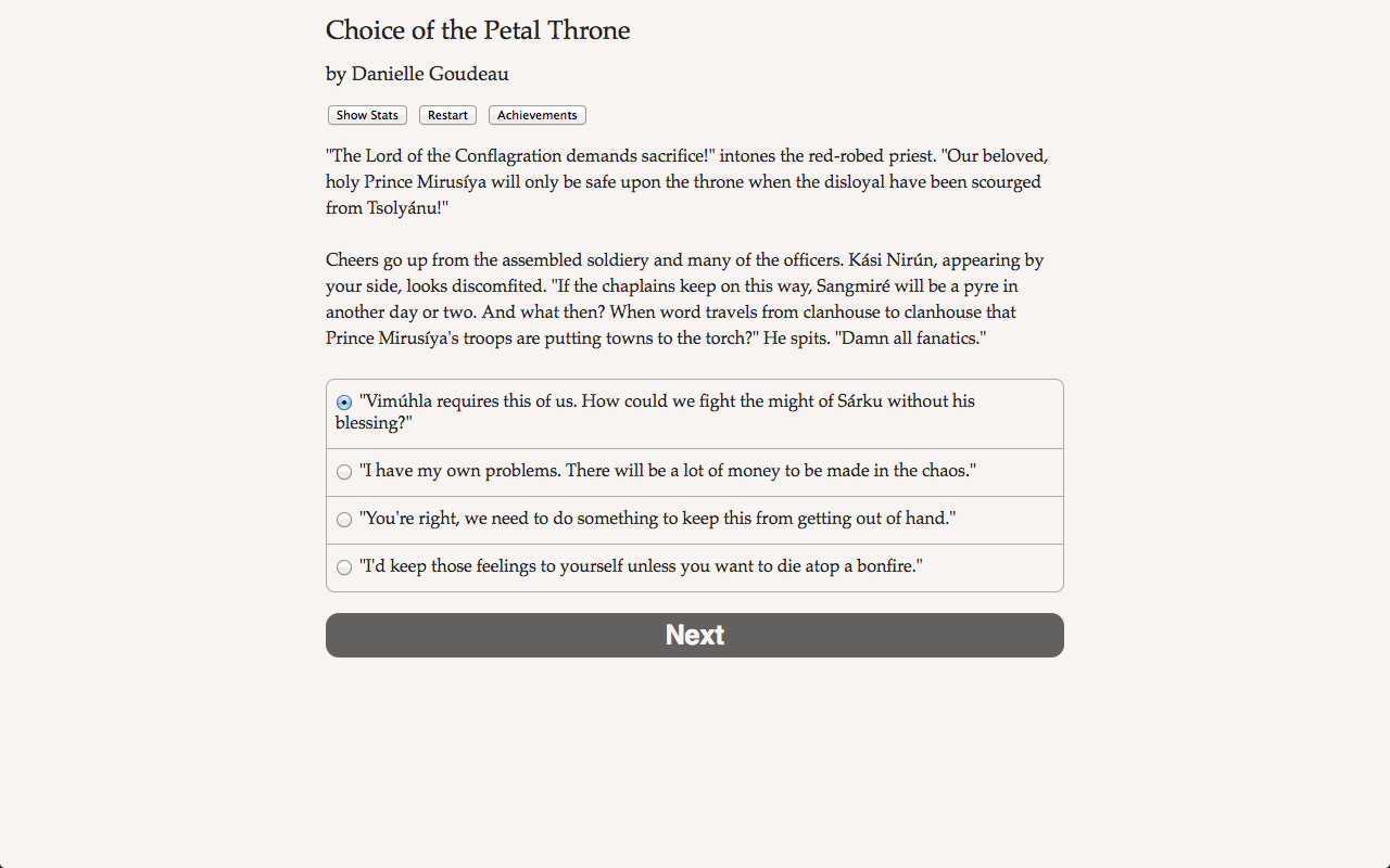 Choice of the Petal Throne - Screenshot 1