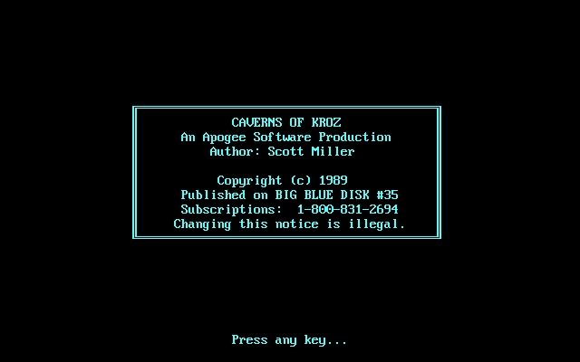 Game cover: Caverns of Kroz