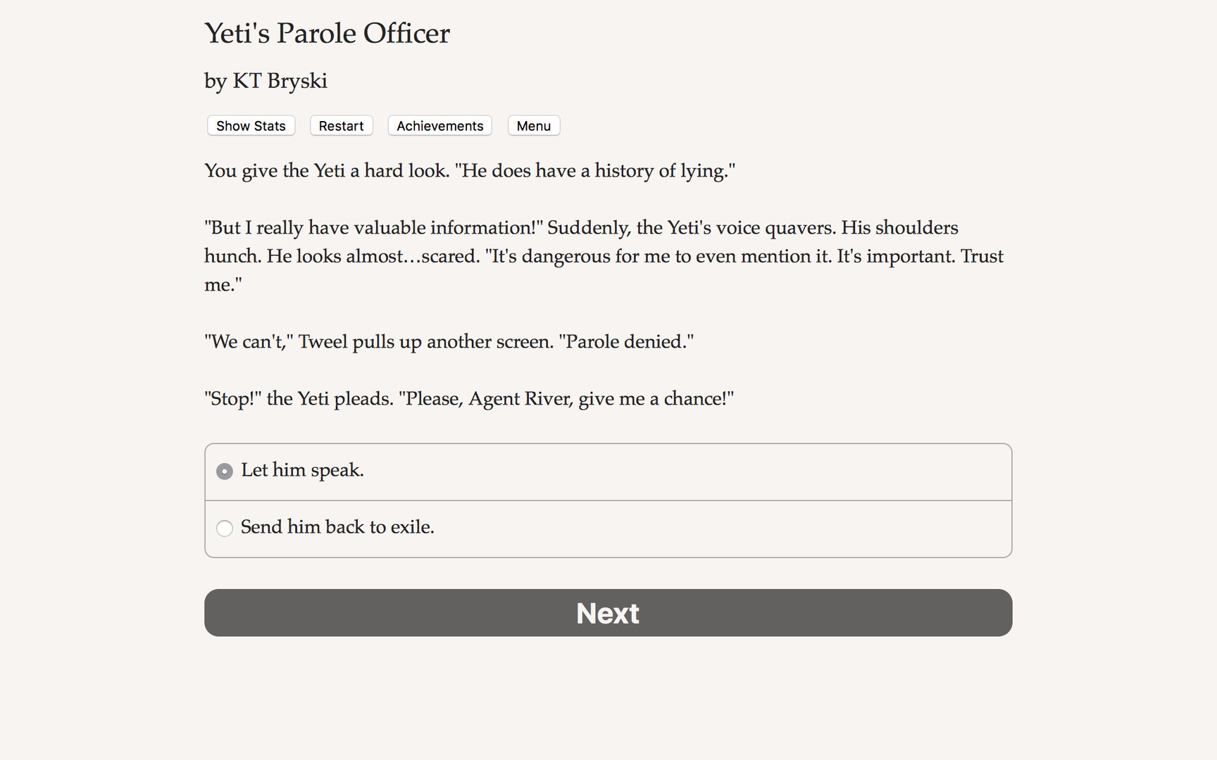 Yeti's Parole Officer - Screenshot 2