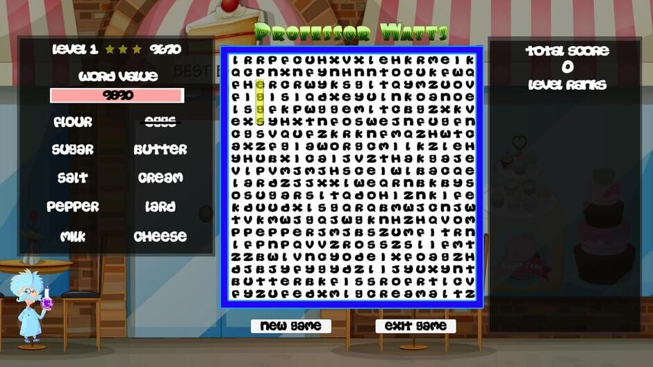 Professor Watts Word Search: Yummy Foods Screenshot