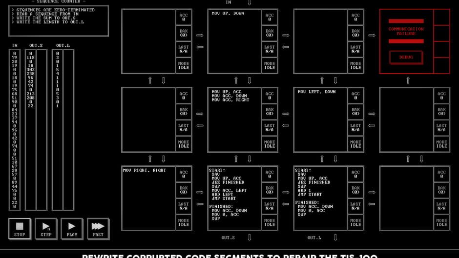 TIS-100 Screenshot