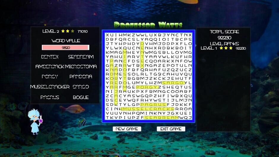 Professor Watts Word Search: Into the Ocean Screenshot