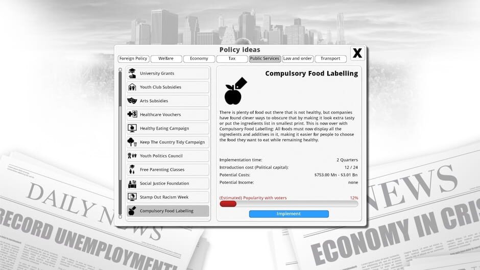 Democracy 3: Social Engineering Screenshot