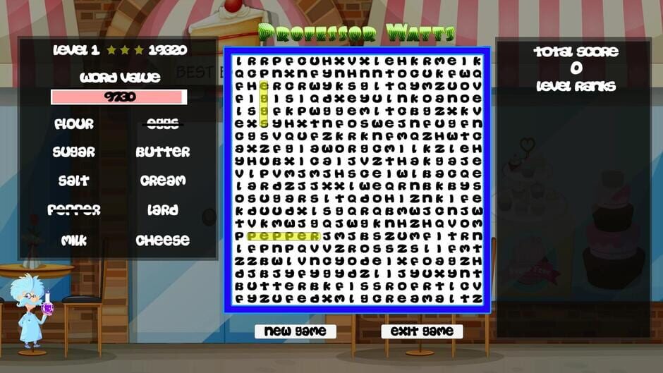 Professor Watts Word Search: Yummy Foods Screenshot