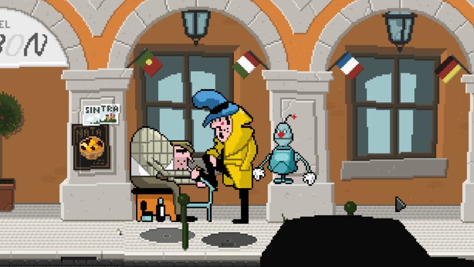 Detective Case and Clown Bot in: Murder in the Hotel Lisbon Screenshot