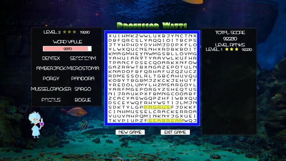 Professor Watts Word Search: Into the Ocean Screenshot