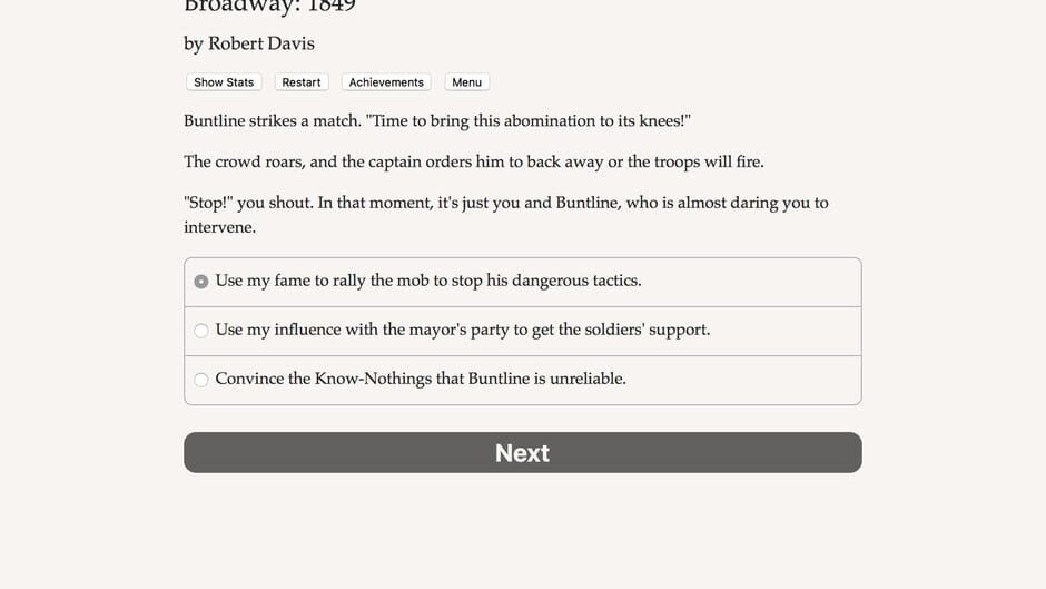 Broadway: 1849 Screenshot