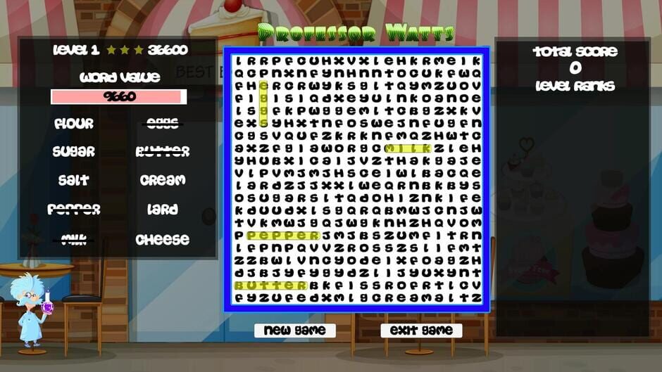 Professor Watts Word Search: Yummy Foods Screenshot