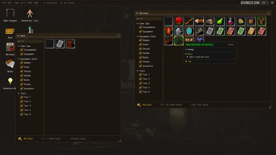 Screenshot de DungeonOS